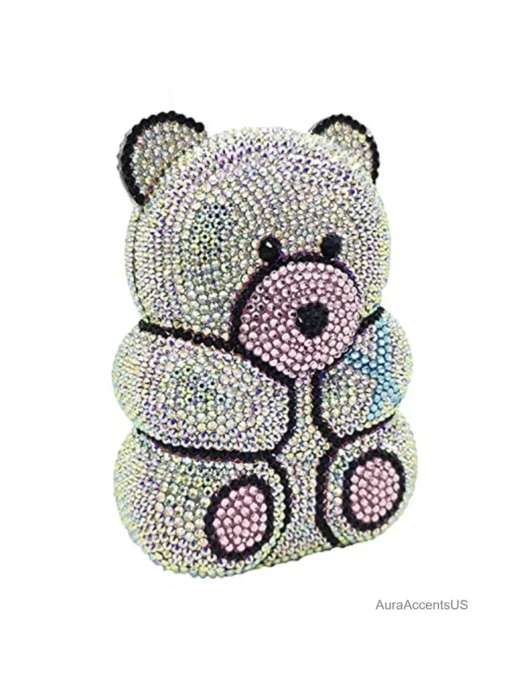 Crystal Bear Evening Clutch Purse Rhinestone Handbag Party